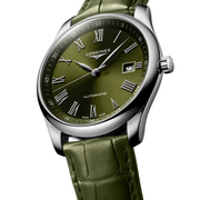 Cassa rotonda in acciaio inossidabile da 40 mm con vetro zaffiro antigraffio trattato antiriflesso e fondello trasparente in vetro zaffiro dell'orologio Longines Master Collection